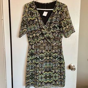 Ikks Women V-Neck Short Sleeve Dress - Size 36